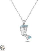 عقد نفرتيتي بفصوص أكوا مارين – فضة عيار 925