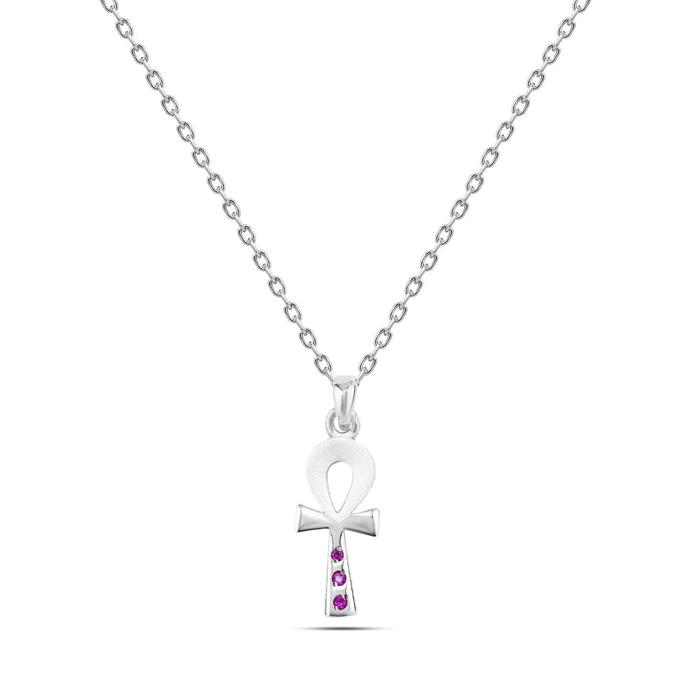 RNR003 - Women's 925 Sterling Silver Necklace with Ankh Pendant