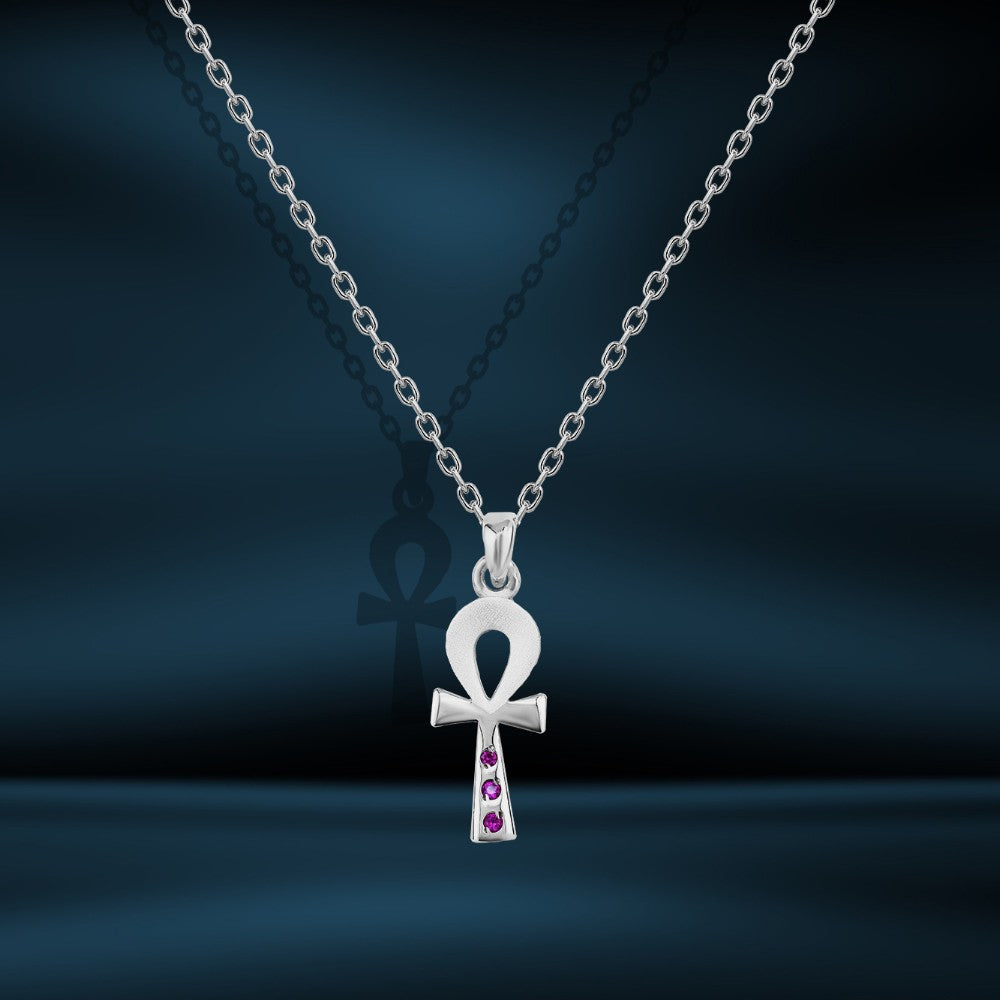 RNR003 - Women's 925 Sterling Silver Necklace with Ankh Pendant