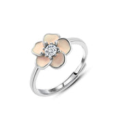 Rose-Colored Flower Ring – 925 Silver