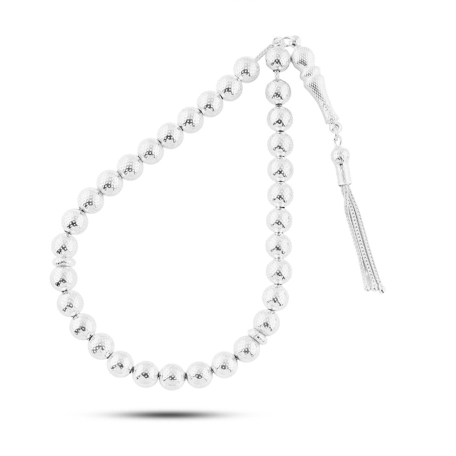 سبحة فضة عيار 999 حبات كروية محفورة للجنسين