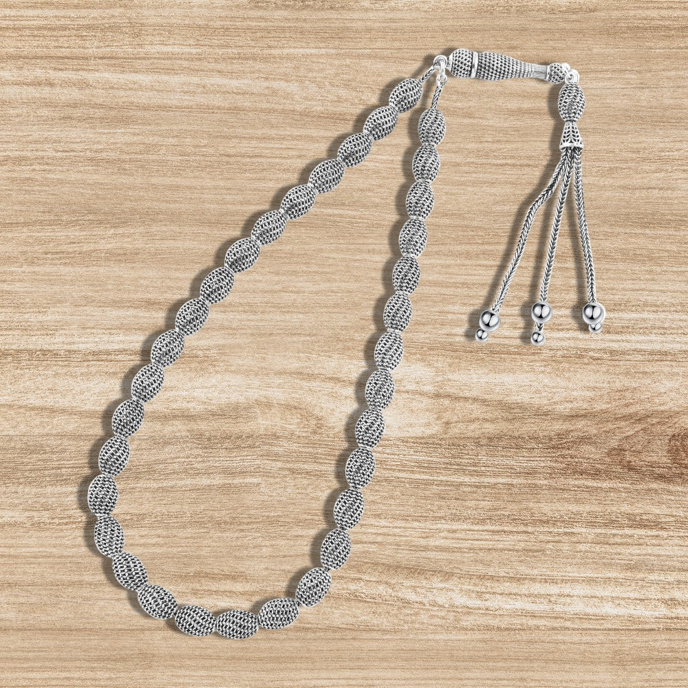 999 Silver Rosary Turkish White 33 Beads