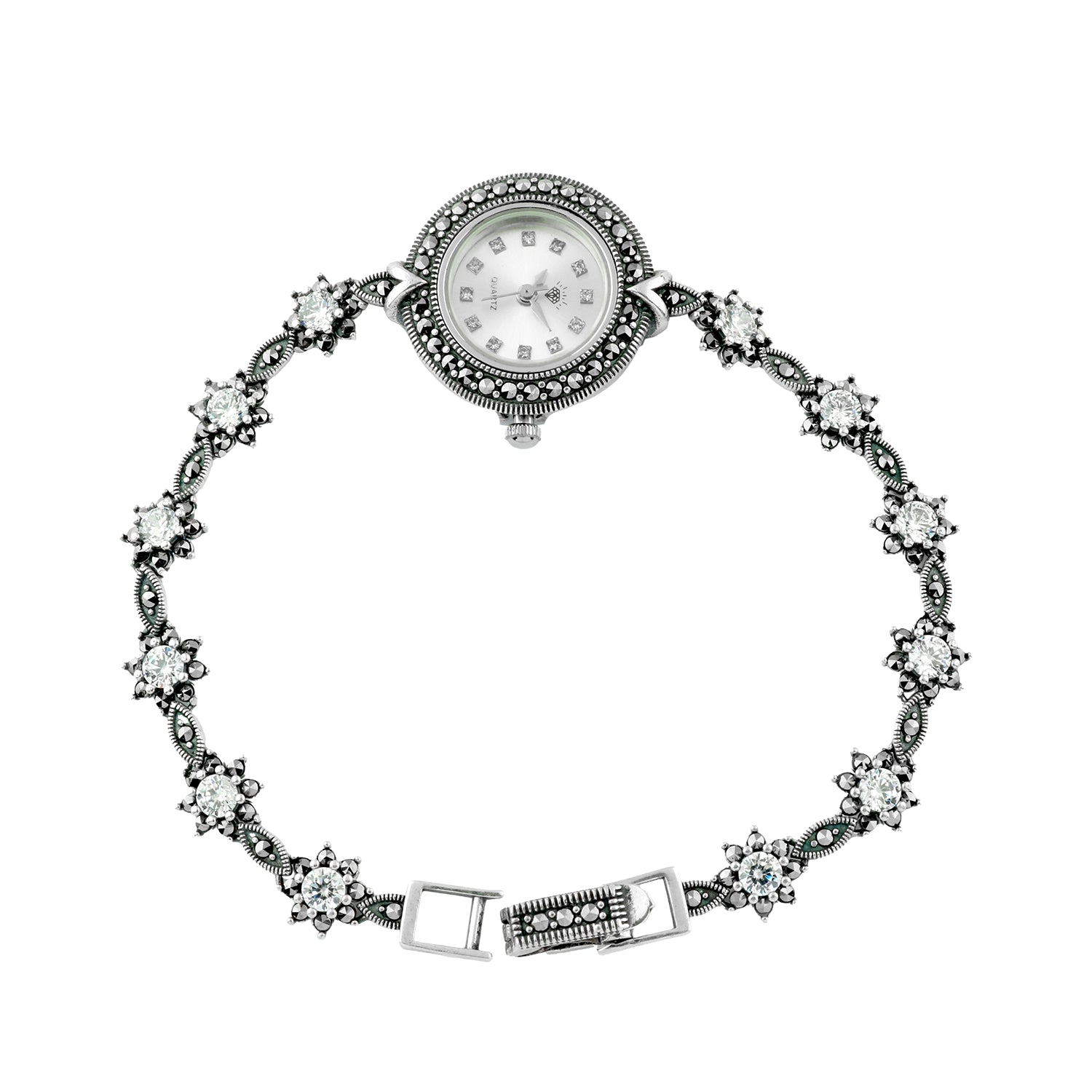 Marcasite and Zircon 925 Silver Watch