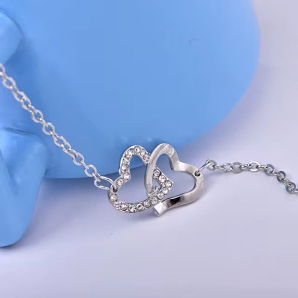 Shiny Zircon Bracelets With An Interlocking Hearts Design 925 Sterling Silver