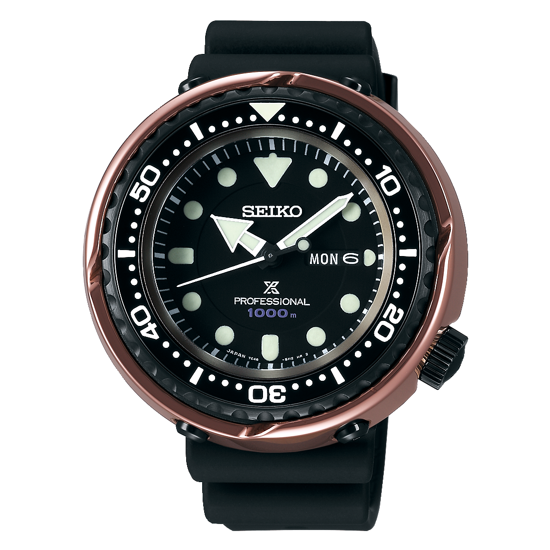 Seiko Prospex Professional Black Dial Rose Gold Bezel Men's Watch