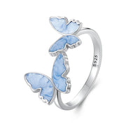 Blue Butterflies 925 Silver Ring