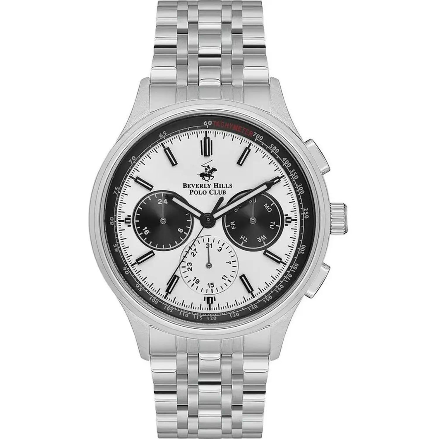 ساعة بيفرلي هيلز بولو كلوب للرجال، أنالوج، مينا فضي، حزام فضي – BP3556X.330