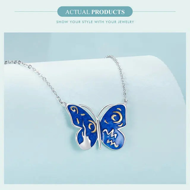 Starry Butterfly 925 Silver Necklace