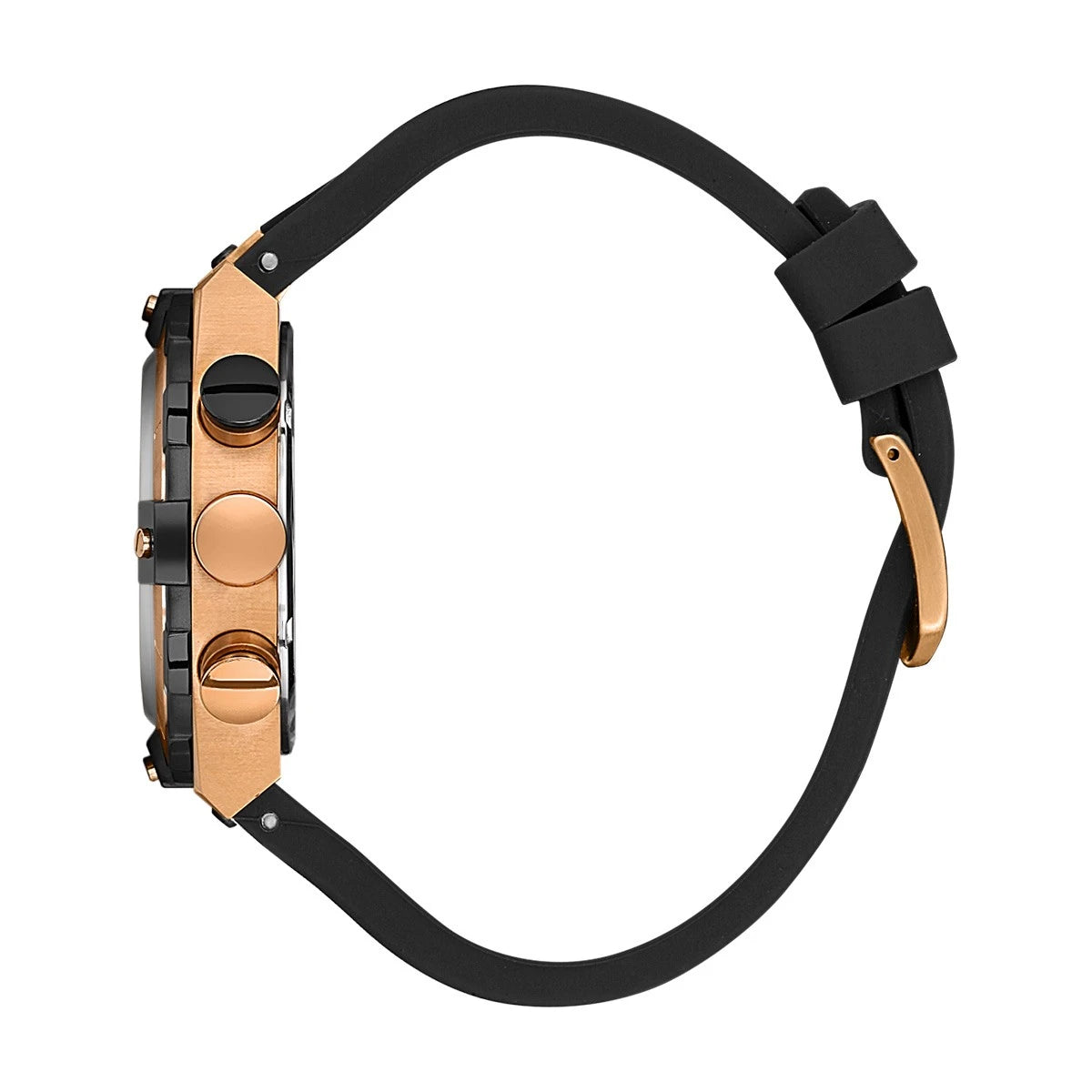Santa Barbara Polo Men's Wristwatch – Sporty Design with Gold × Black Case, Rubber Strap, and Multi-Function Subdials
