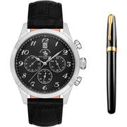 Santa Barbara Men’s Watch Black Dial With Pen Set – SB.1.10551-1