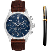 Santa Barbara Men’s Watch Blue Dial With Pen Set – SB.1.10551-2