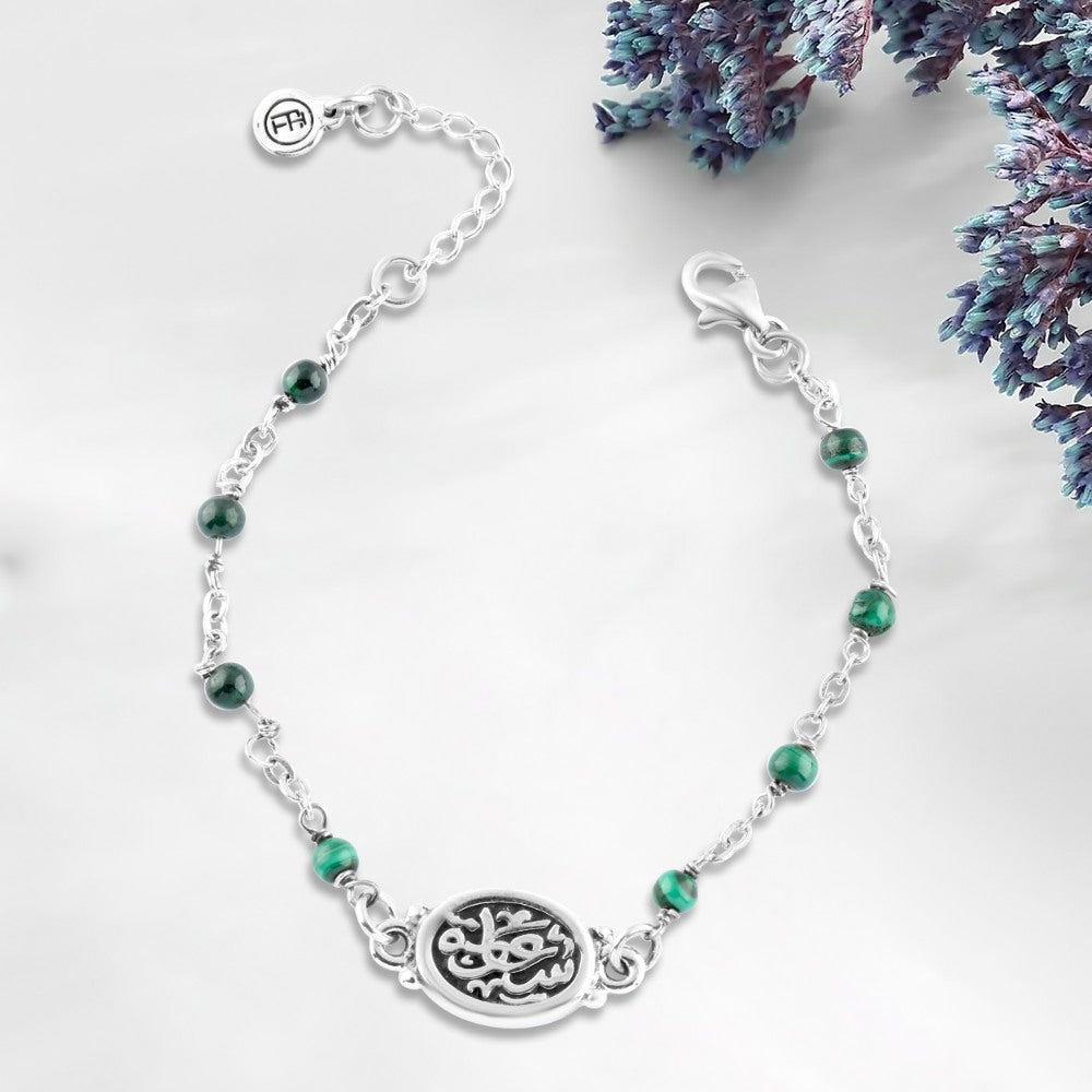 925 Egyptian silver Bracelet With a malachite stone