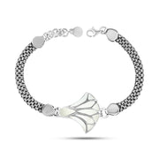 Nile Blossom Bracelet –Silver Inlaid with Natural Mother of Pearl