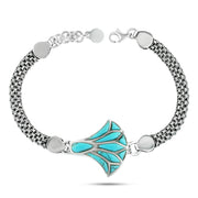 Nile Blossom Bracelet –  Silver Inlaid with Turquoise