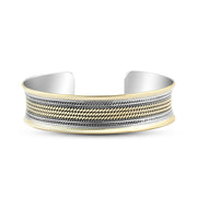 Open Silver Cuff Bracelet with Honeycomb Pattern – Unique Design with Copper Touches


