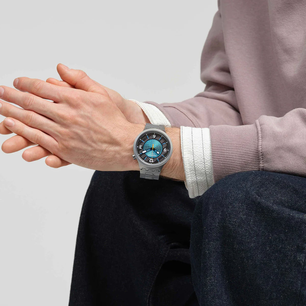 Swatch Frostbloom Silver Stainless Steel Strap Watch For Mens, SB07S116G
