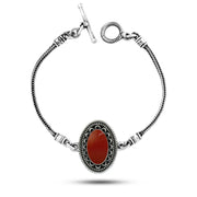 925 Silver Bracelet With an oval design and an agate stone