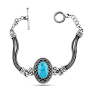 انسيال بيضاوي فضه مصري عيار925 متوج بحجر فيروزي