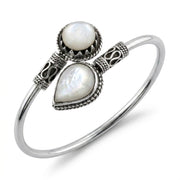 925 Silver Open Bangle With Mother Of Pearl Stone