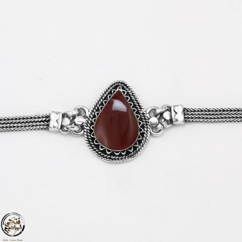 SBA015 - Women's Egyptian 925 sterling silver bracelet, crowned with an almond-shaped mother-of-pearl stone