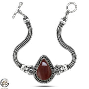 SBA015 - Women's Egyptian 925 sterling silver bracelet, crowned with an almond-shaped mother-of-pearl stone