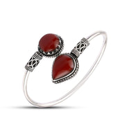 SBAA1 - Egyptian 925 sterling silver bracelet adorned with a circular and teardrop-shaped agate stone