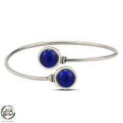 925 Egyptian Silver Bangle Crowned with Lapis lazuli stone