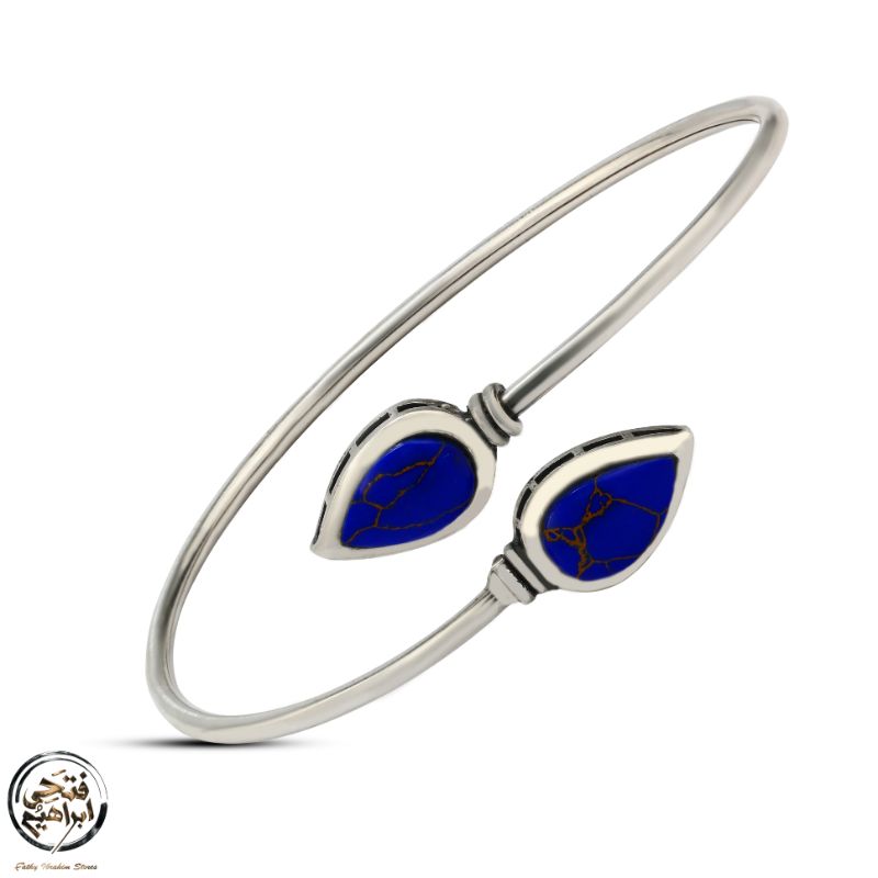 925 Egyptian Silver Bangle Crowned with Lapis lazuli stone