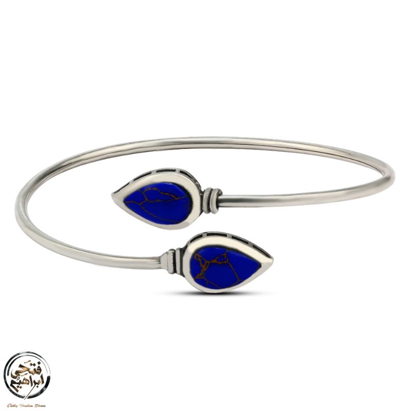 925 Egyptian Silver Bangle Crowned with Lapis lazuli stone