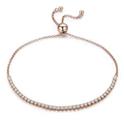Rose Gold Tennis Bracelet, studded with sparkling zircon stones, 925 sterling silver.
