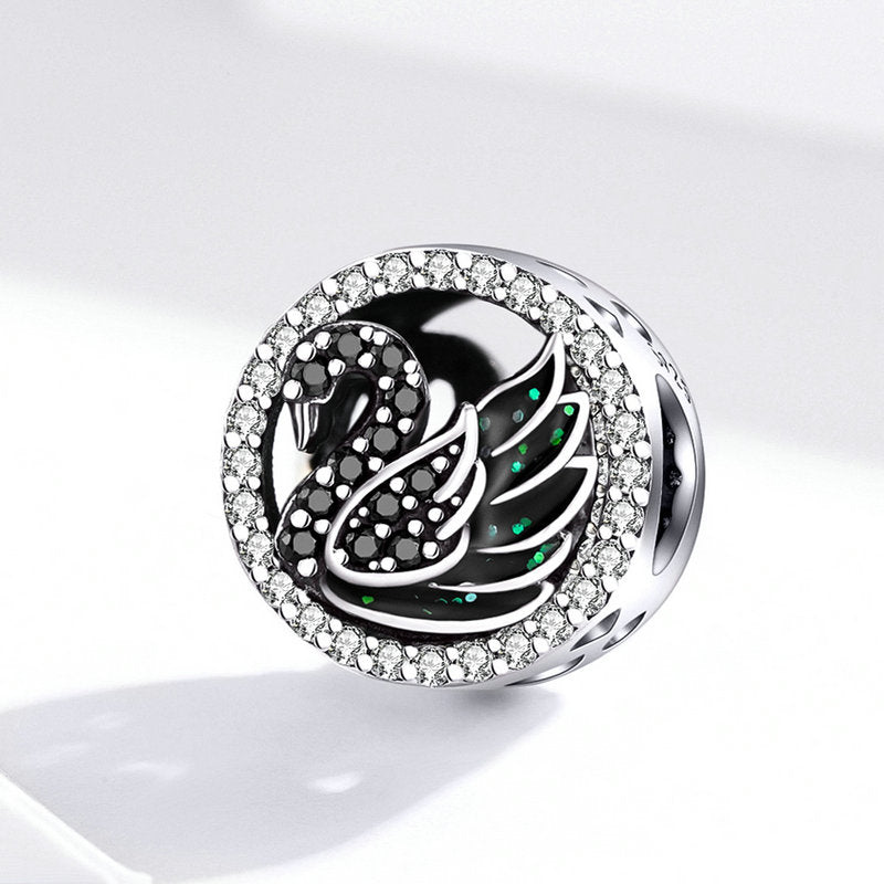 925 Sterling Silver Swan Charm for Bracelet