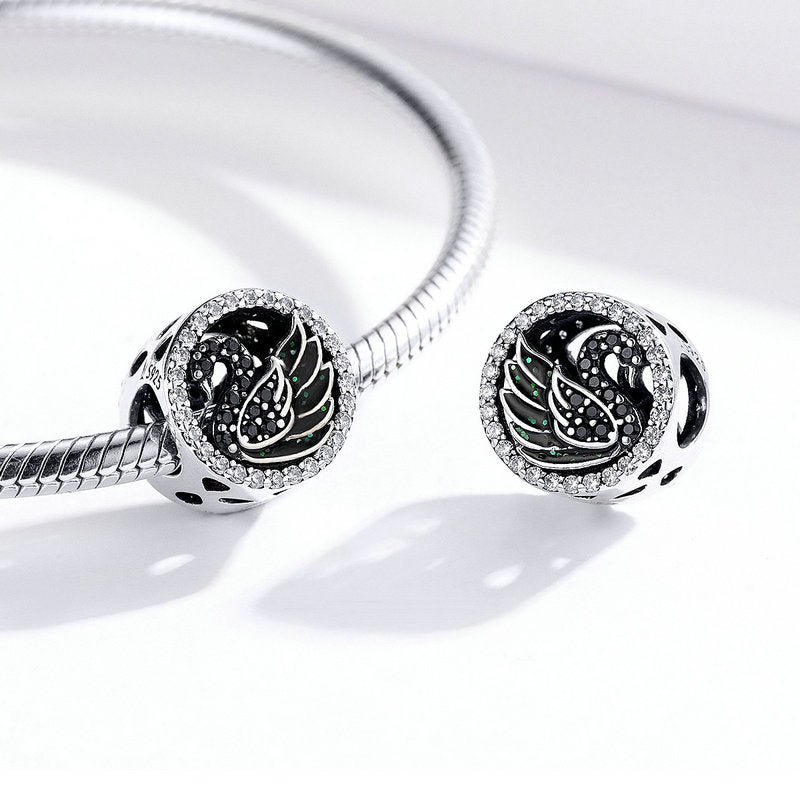 925 Sterling Silver Swan Charm for Bracelet