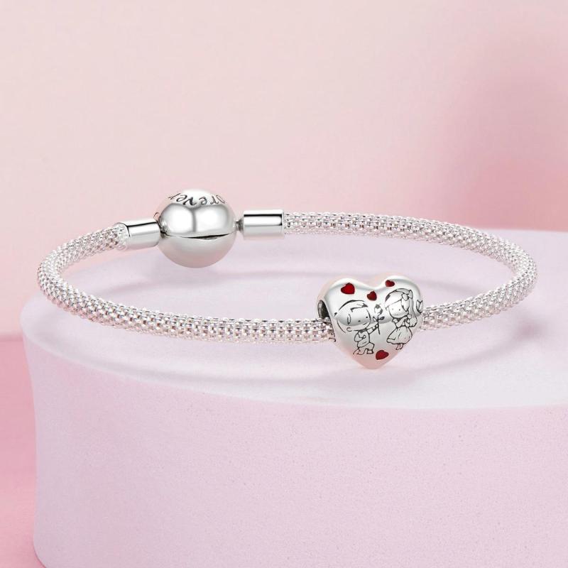 925 Sterling Silver Boy and Girl Bracelet Charm