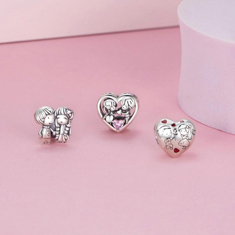 925 Sterling Silver Boy and Girl Bracelet Charm
