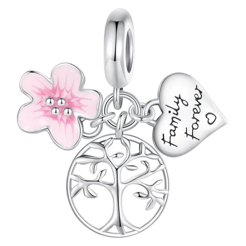 دلاية انسيال زهرة الحياة الوردية فضة عيار 925