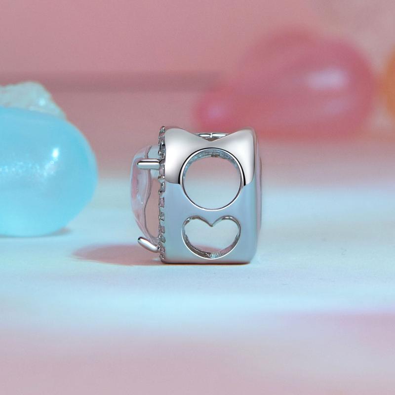 925 Sterling Silver Pink Heart Bracelet Charm
