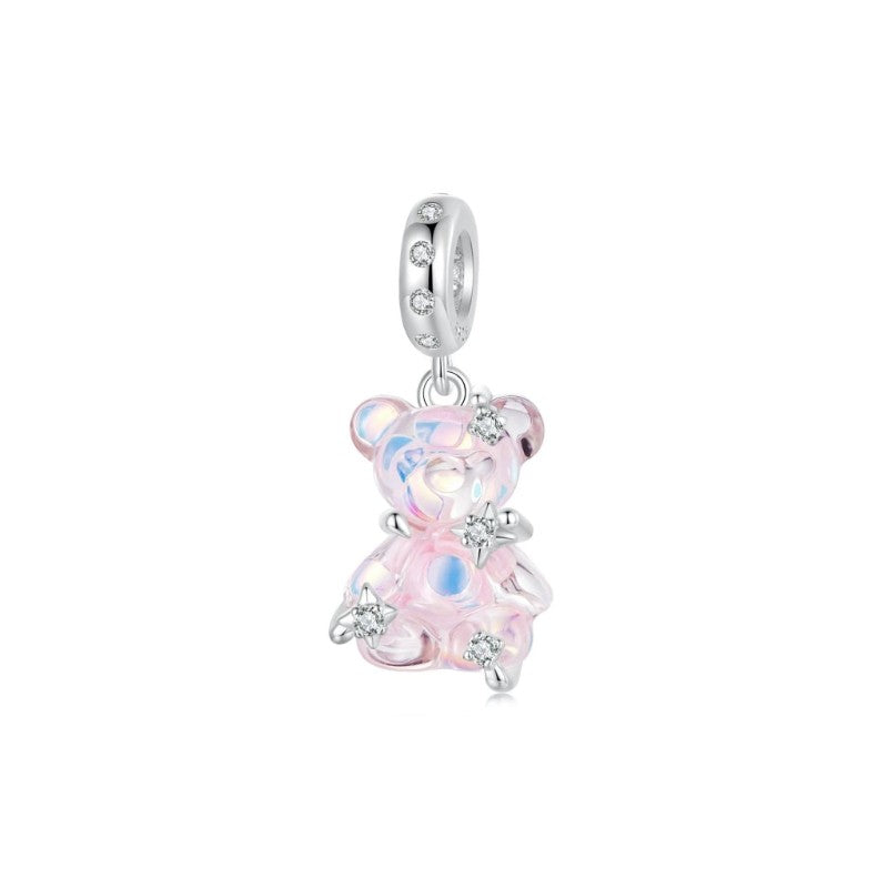 Dreamy Pink Bear Charm - 925 Sterling Silver