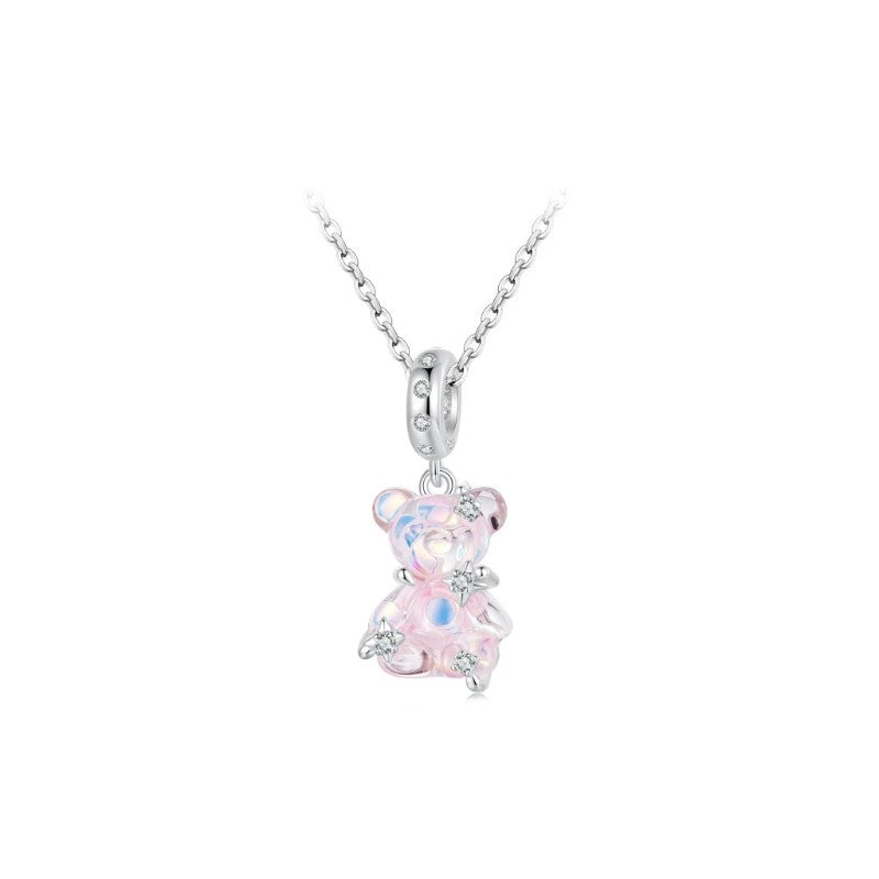 Dreamy Pink Bear Charm - 925 Sterling Silver