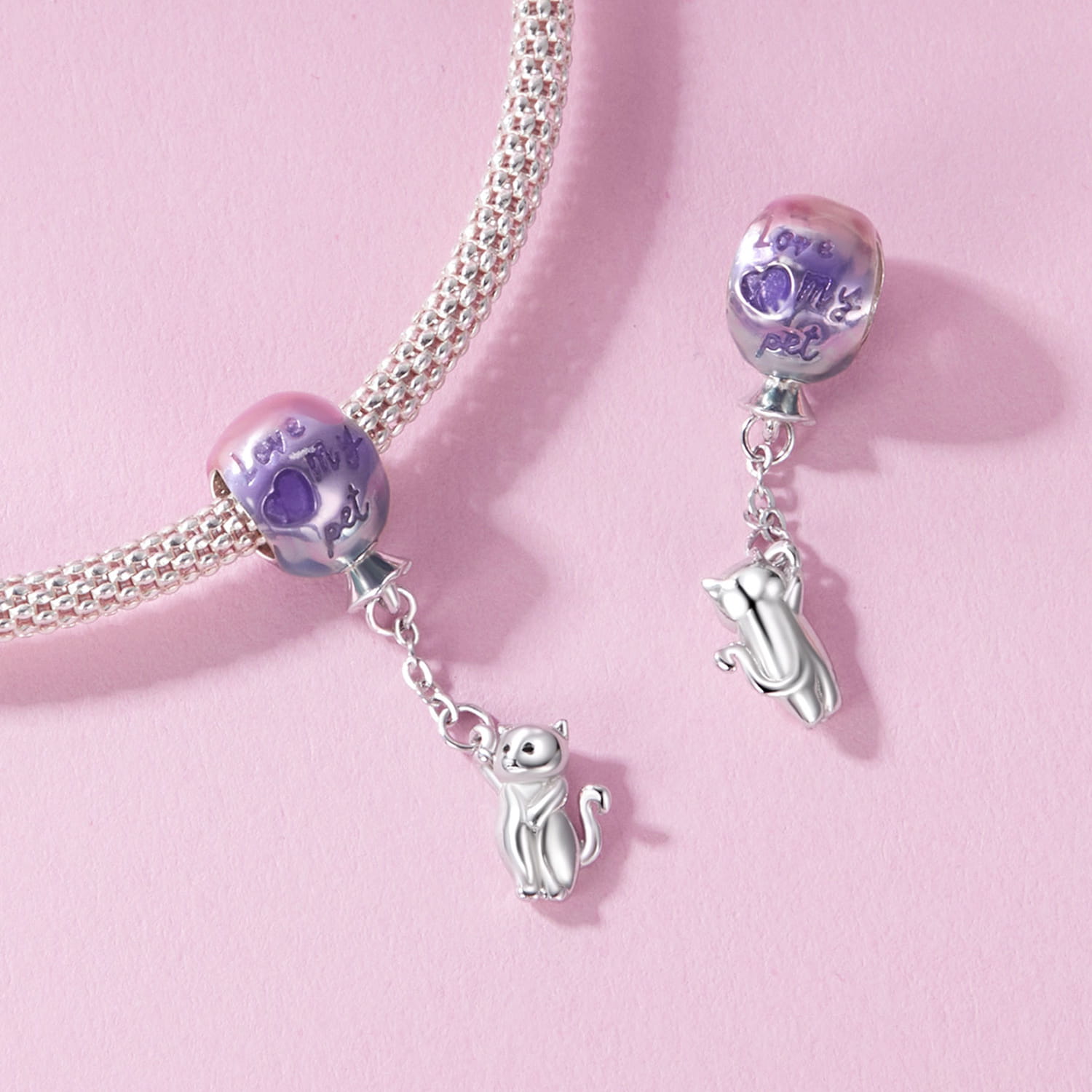 دلاية قطة أنيقة من فضة عيار 925