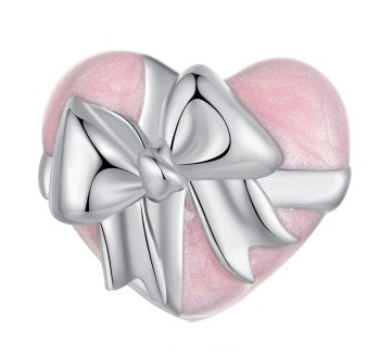 Heart Gift Box Charm - 925 Sterling Silver