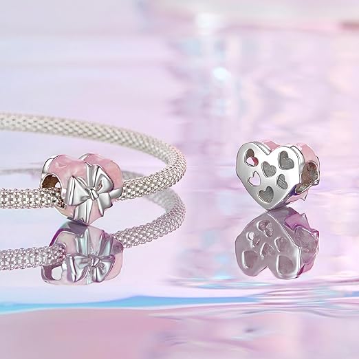 Heart Gift Box Charm - 925 Sterling Silver