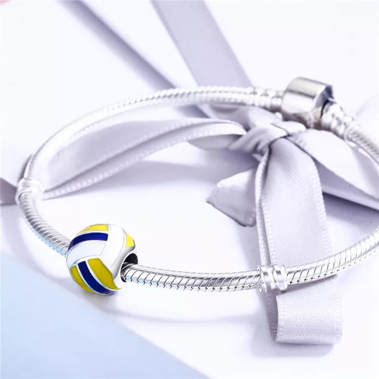 925 Sterling Silver Beach Volleyball Charm for Bracelet