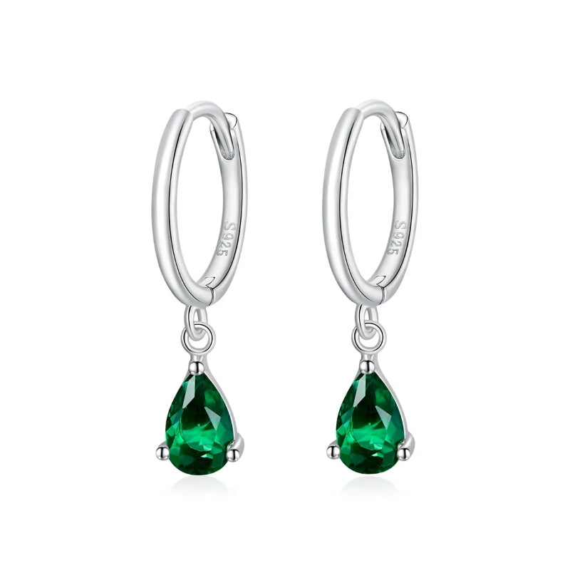 SCE1018-GN - Round 925 sterling silver earrings