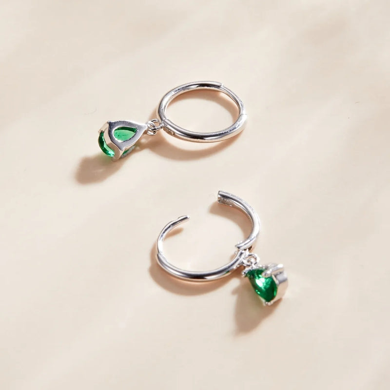 SCE1018-GN - Round 925 sterling silver earrings