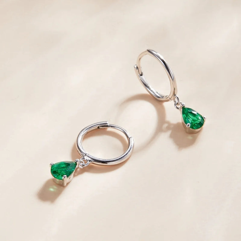 SCE1018-GN - Round 925 sterling silver earrings