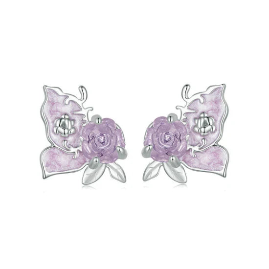 Purple Butterfly Earring - 925 sterling silver