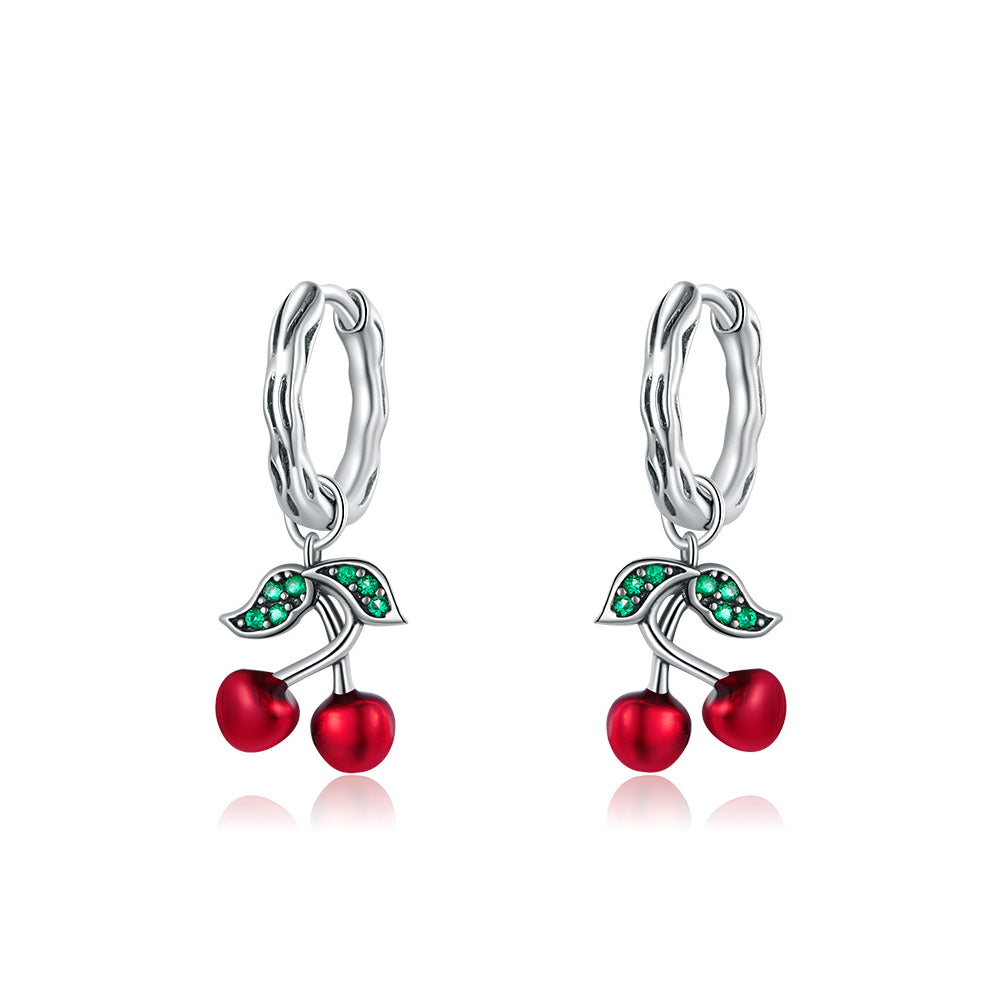 حلق فضة عيار 925 علي شكل كرز