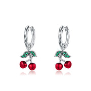 حلق فضة عيار 925 علي شكل كرز