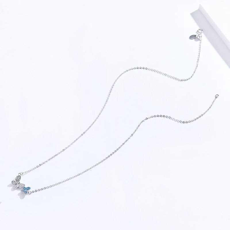 SCN384 - عقد فضة عيار 925 علي شكل فراشات