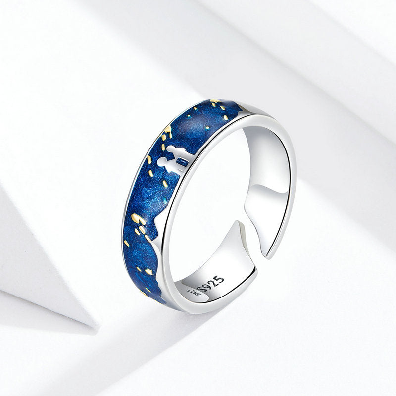 925 Silver Ring in the Shape of Meteor Showers - SCR609